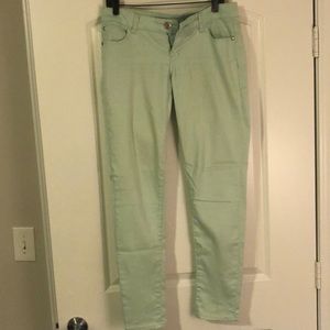 Mint green skinny jeans